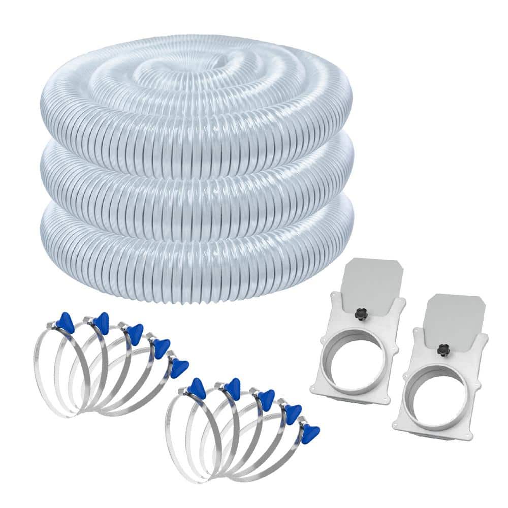 ‎POWERTEC 4 in. x 20 ft. Dust Collection Hose with 10 Key Hose Clamps and 2 Blast Gates for Dust Collection Systems (1)