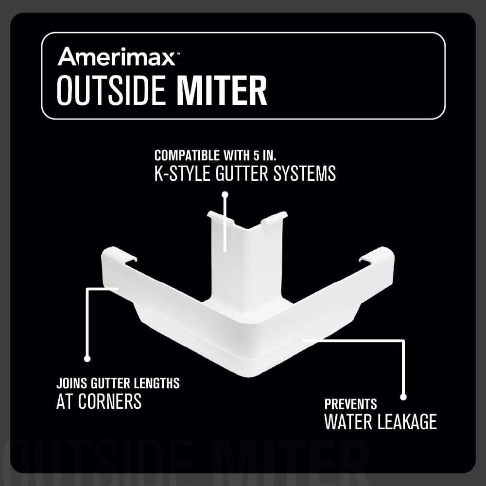Amerimax Home Products 5 in. White Vinyl K-Style Outside Gutter Miter (3)