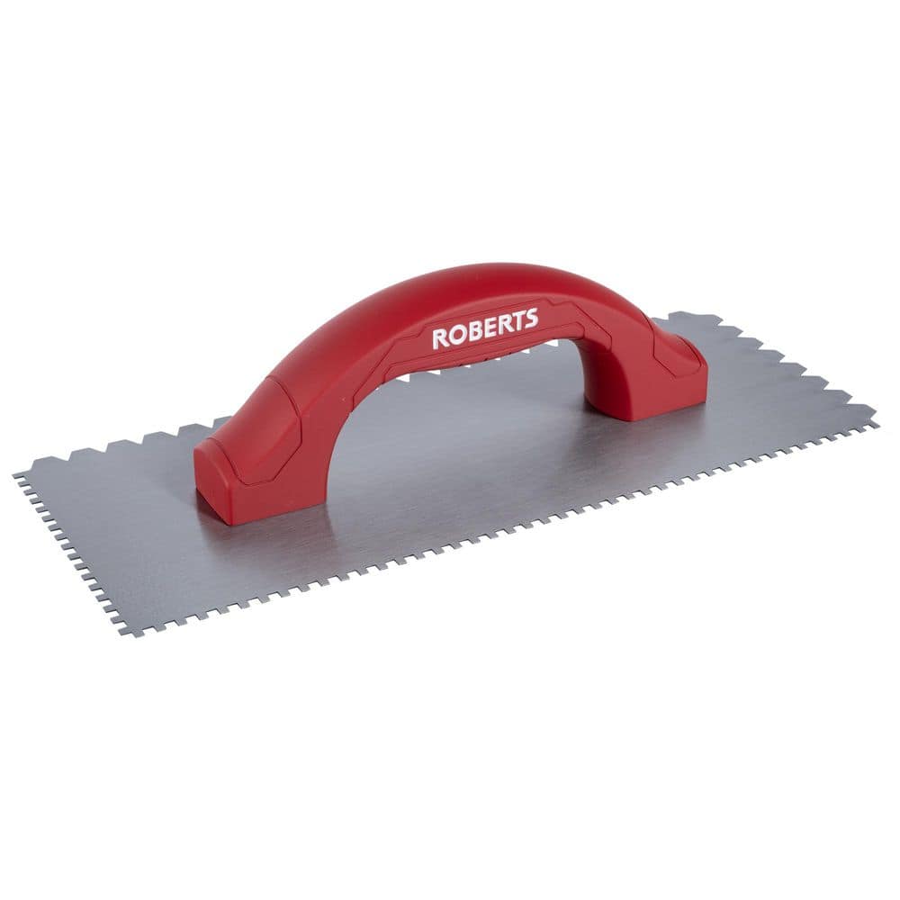 ROBERTS Dual-Notch 11 in. x 4-1/2 in. Steel Blade Engineered Hardwood and Solid Hardwood Notched Flooring Trowel