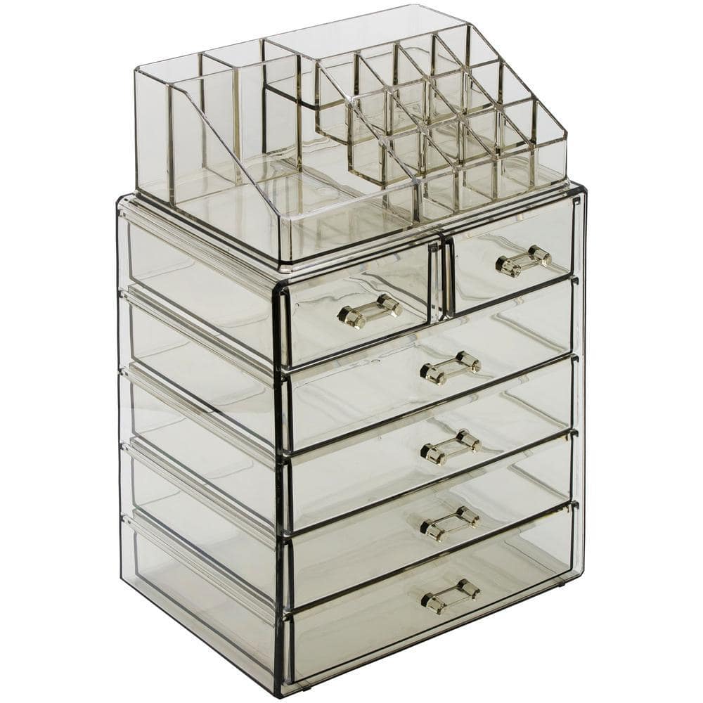 Sorbus Freestanding 6-Drawer 6.25 in. x 14.25 in. 1-Cube Acrylic Cosmetic Organizer in Black