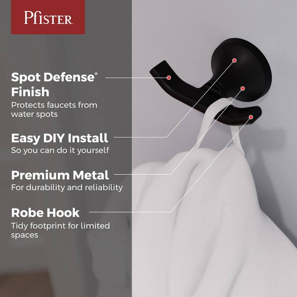 Pfister Vedra Double J-Hook Robe/Towel Hook in Matte Black (2)