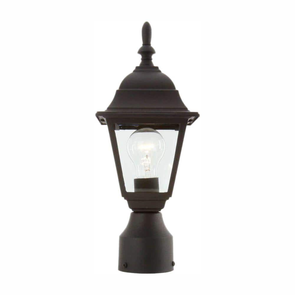 Hampton Bay 1-Light Black Steel Line Voltage Outdoor Weather Resistant Post Light with No Bulb Included (3)