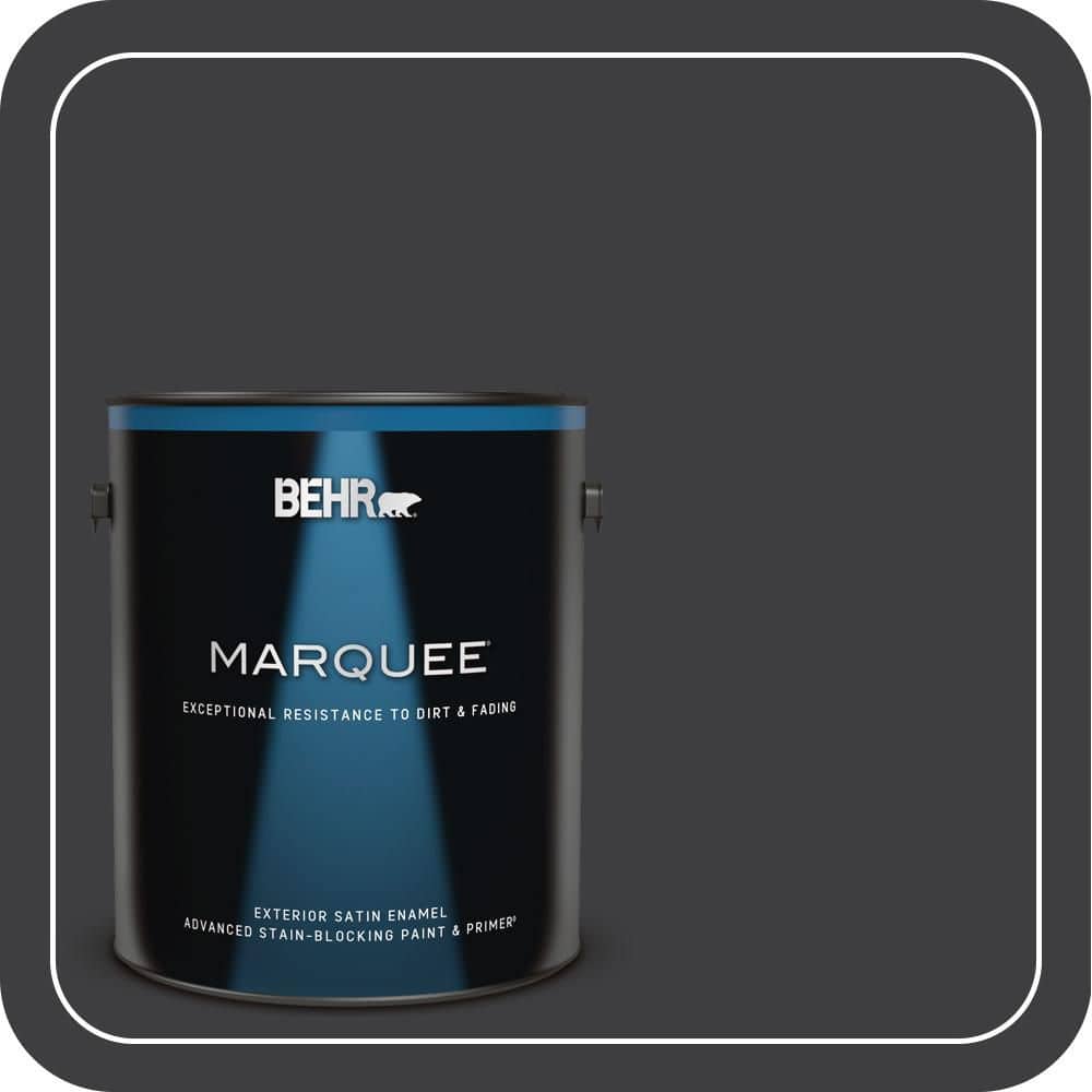 BEHR MARQUEE 1 gal. #PPH-34 Black Smoke Satin Enamel Exterior Paint & Primer