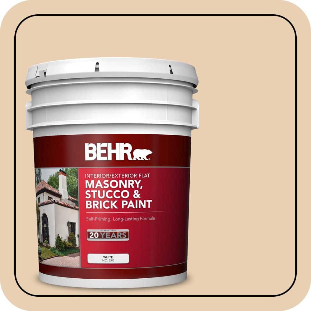 BEHR 5 gal. #S290-2 White Bean Hummus Flat Interior/Exterior Masonry, Stucco and Brick Paint