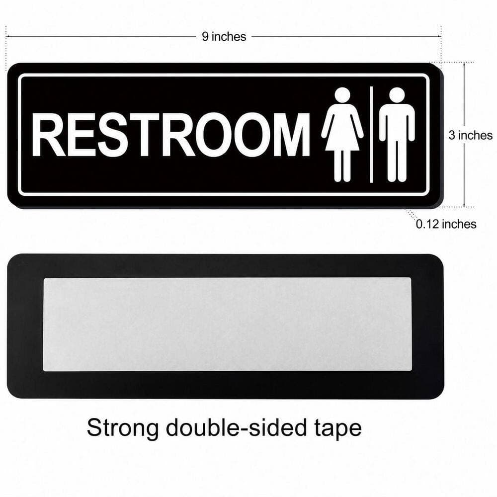 LAIFUCAM 2-Pack Frosted Acrylic Black White Modern Commercial Restroom Sign Self-Adhesive Bathroom Door Sign (2)