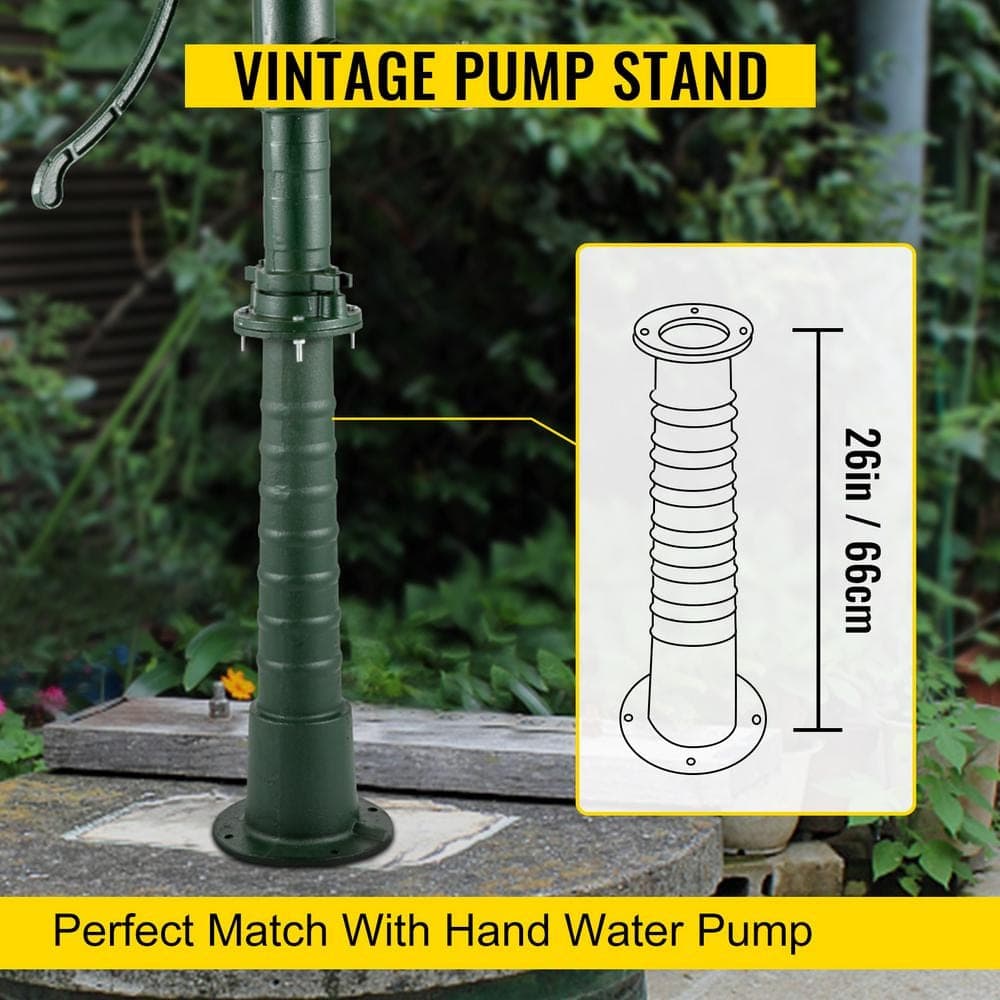 VEVOR Hand Water Pump Stand Cast Iron Pitcher Pump Stand Well Pump Stand w/Pre-set 0.5 in. Holes for Home Yard Garden Outdoors (2)