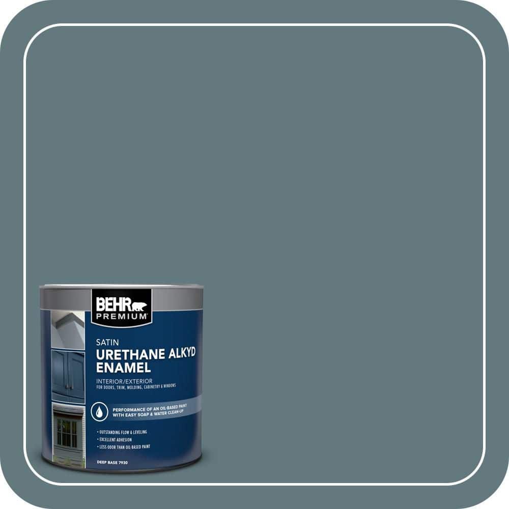 BEHR PREMIUM 1 qt. #BXC-81 Crater Lake Satin Enamel Urethane Alkyd Interior/Exterior Paint (1)
