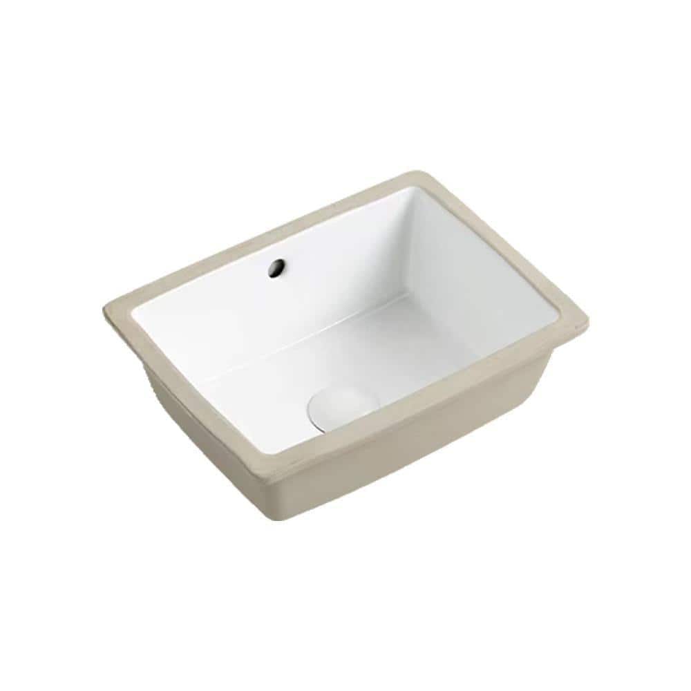 YSQCAR 15.55 in. Undermount Rectangular Bathroom Sink without Overflow Drain in White Ceramic (1)