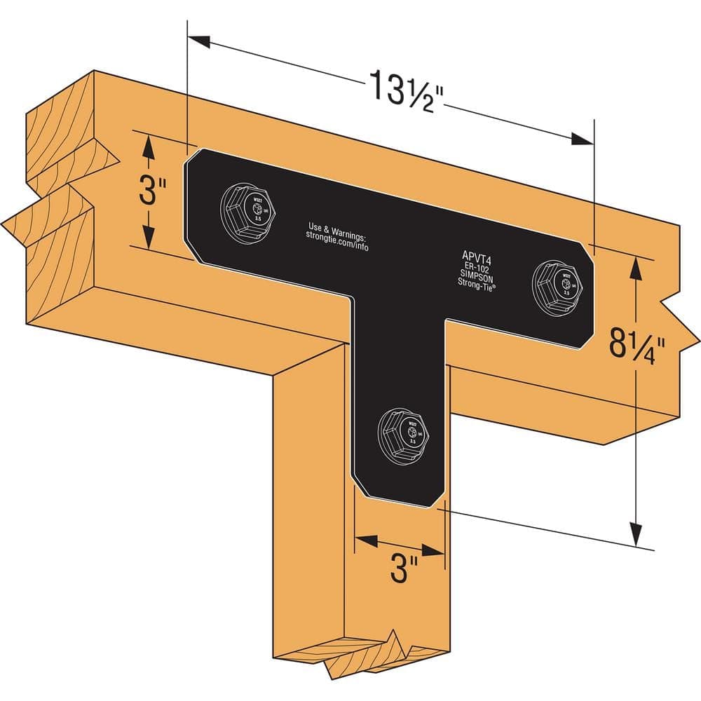 Simpson Strong-Tie Outdoor Accents Avant Collection ZMAX, Black Powder-Coated T Strap for 4x4 Lumber (2)