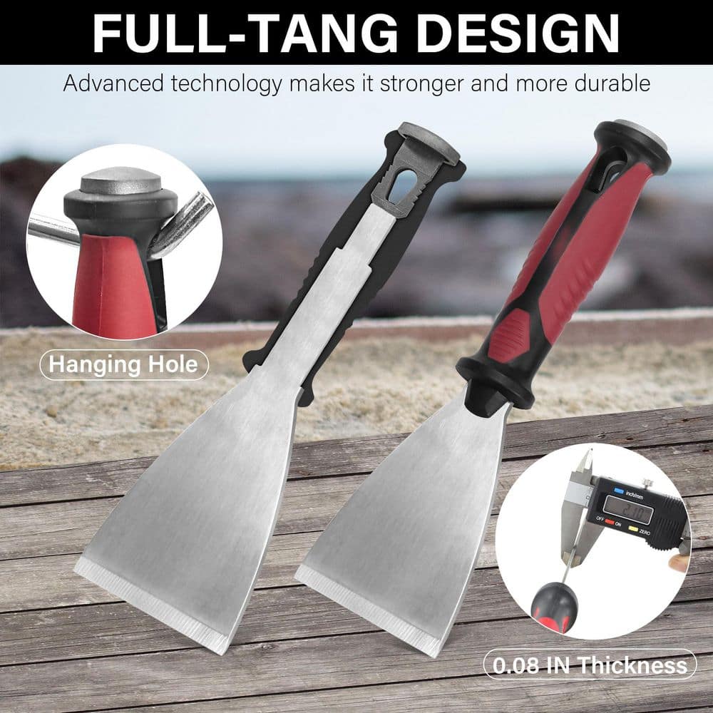 Laybus 3-Piece Putty Knife Set with Heavy-Duty Stainless Steel Blades and Non-Slip Grip (3)