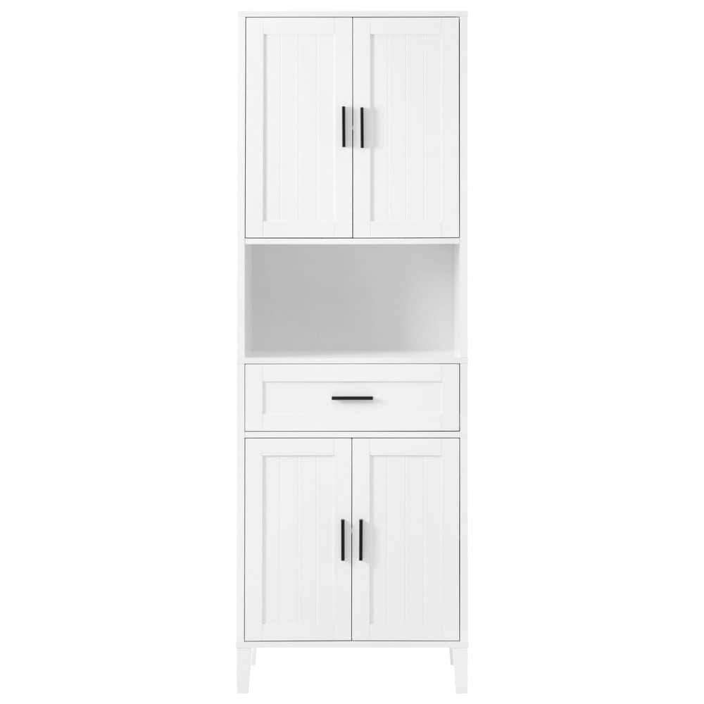 Unbranded 13.8 in. W x 23.6 in. D x 70.9 in. H White MDF Freestanding Linen Cabinet with Adjustable Shelf (3)