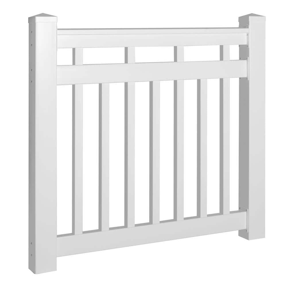 Weatherables Hallandale 3.5 ft. H x 5 ft. W White Vinyl Railing Gate Kit