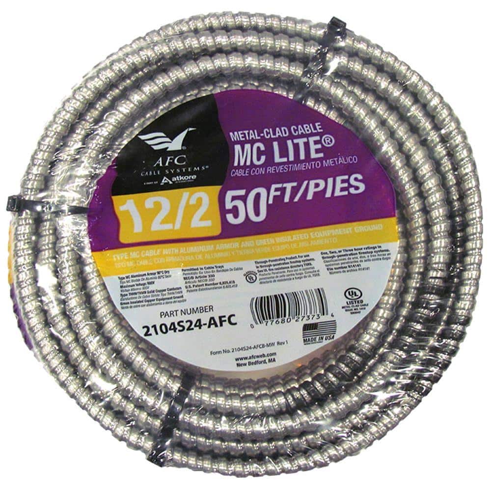 AFC Cable Systems 12/2 x 50 ft. Solid MC Lite Cable