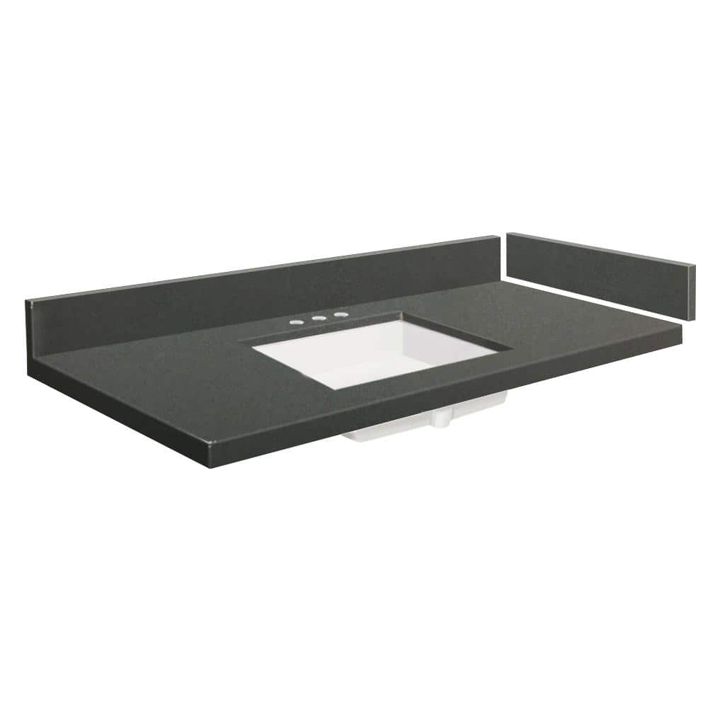 Transolid 37 in. W 22.25 in. D Quartz Vanity Top with Widespread White Basin