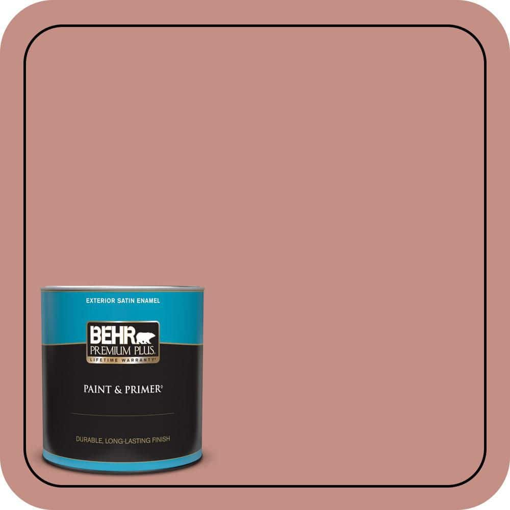 BEHR PREMIUM PLUS 1 qt. #S160-4 Portuguese Dawn Satin Enamel Exterior Paint & Primer
