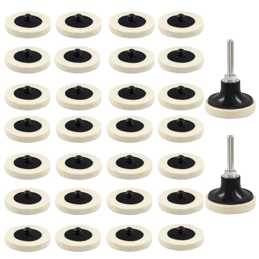 LAIFUCAM 2 Inch Wool Polishing Buffing Pad Set with Disc Pad Holder for Power Drill 30 pcs for Metal Wood Synthetic (1)