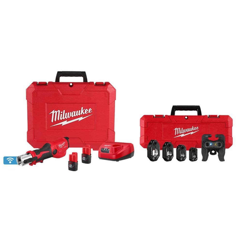 Milwaukee M12 12-Volt Lithium-Ion FORCE LOGIC Press Tool with ONE-KEY and 1/2 in. - 1-1/4 in. CTS-V Pivoting Press Ring Kit (1)