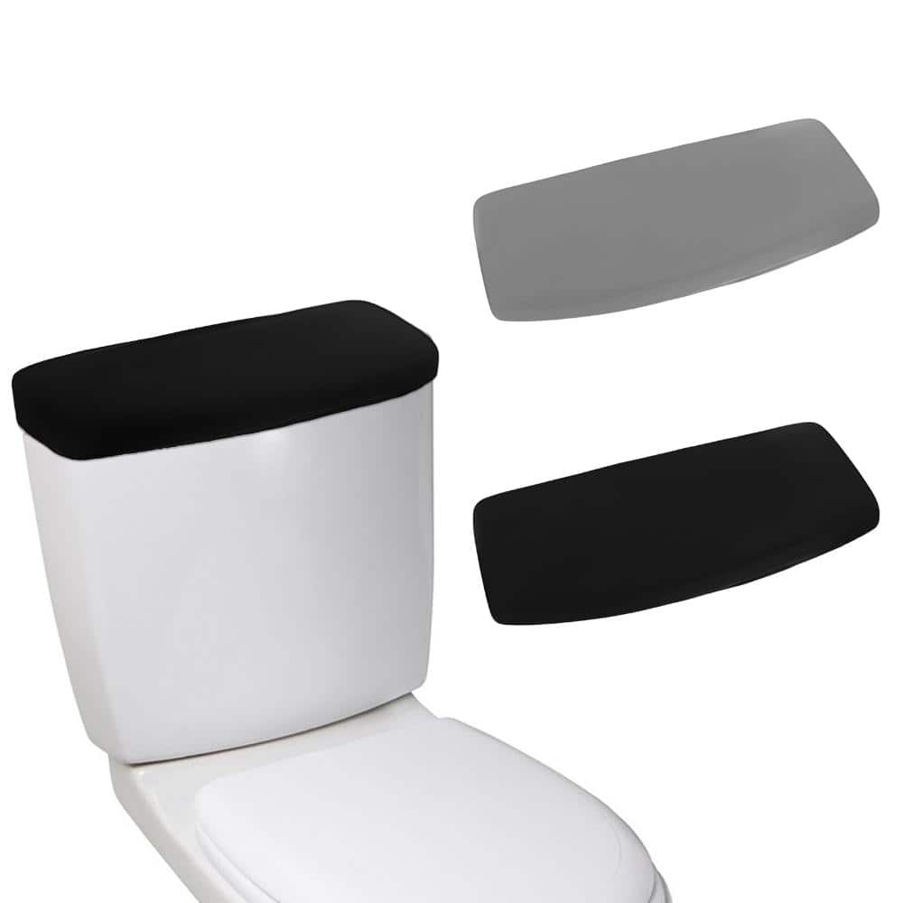 Unbranded 2-Piece Black Gray Toilet Tank Lid Cover Polyester Elastic Universal 19.69 to 39.4 in. Bathroom 2Pcs