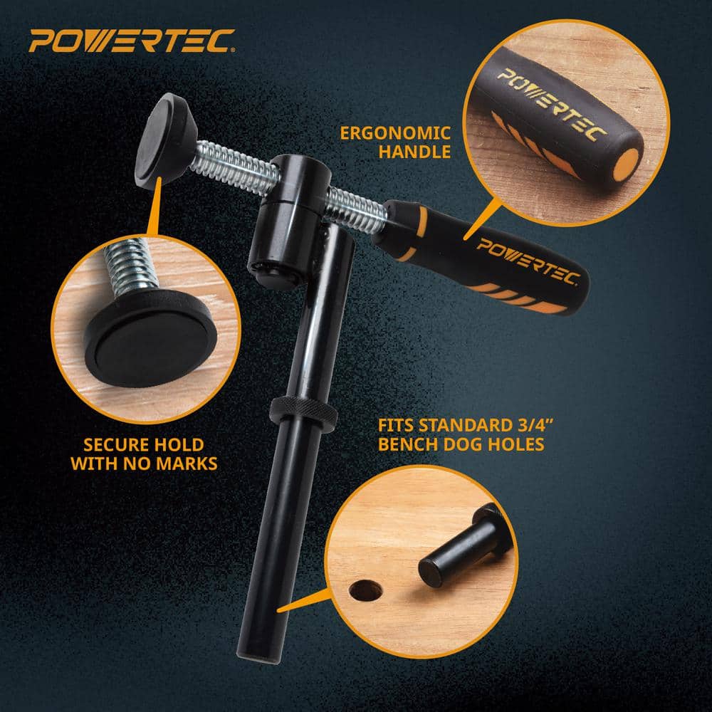 POWERTEC 180-Degree Variable Screw Clamp, Quick-Acting Swivel, Fits 3/4 in. Bench Dog Holes, Woodworking Clamps Series (1-Pack) (2)