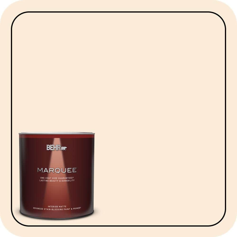BEHR MARQUEE 1 qt. #OR-W1 White Blush Matte Interior Paint & Primer