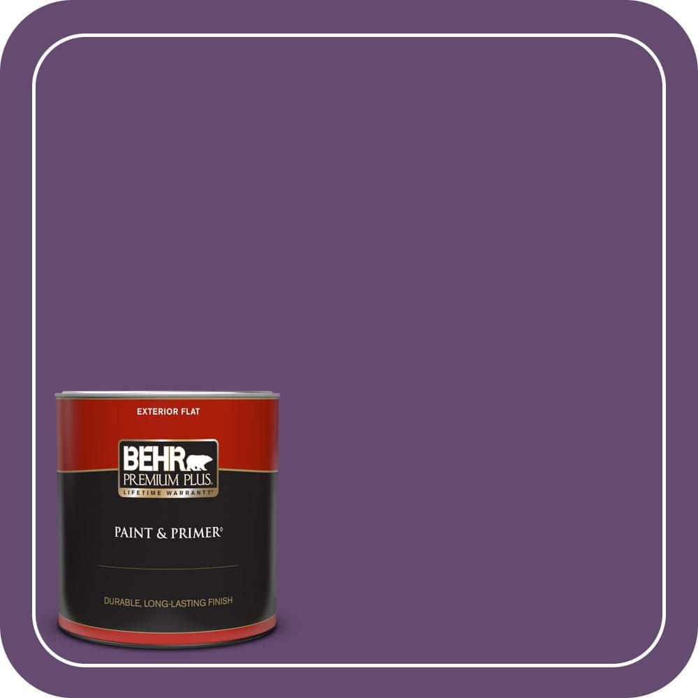 BEHR PREMIUM PLUS 1 qt. #S-G-670 Deep Violet Flat Exterior Paint & Primer