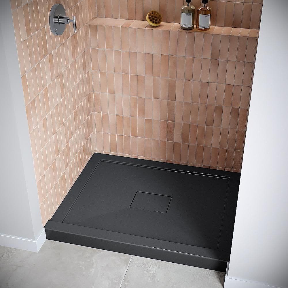 Streamline GB-2524-100-BL 42 in. 34 in. Alcove Acrylic Shower Pan Base with Drain, Drain Included (3)