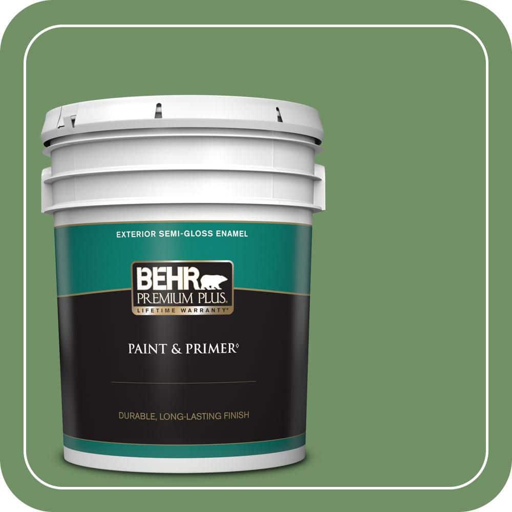 BEHR PREMIUM PLUS 5 gal. #M400-6A Mossed Opportunity Semi-Gloss Enamel Exterior Paint & Primer