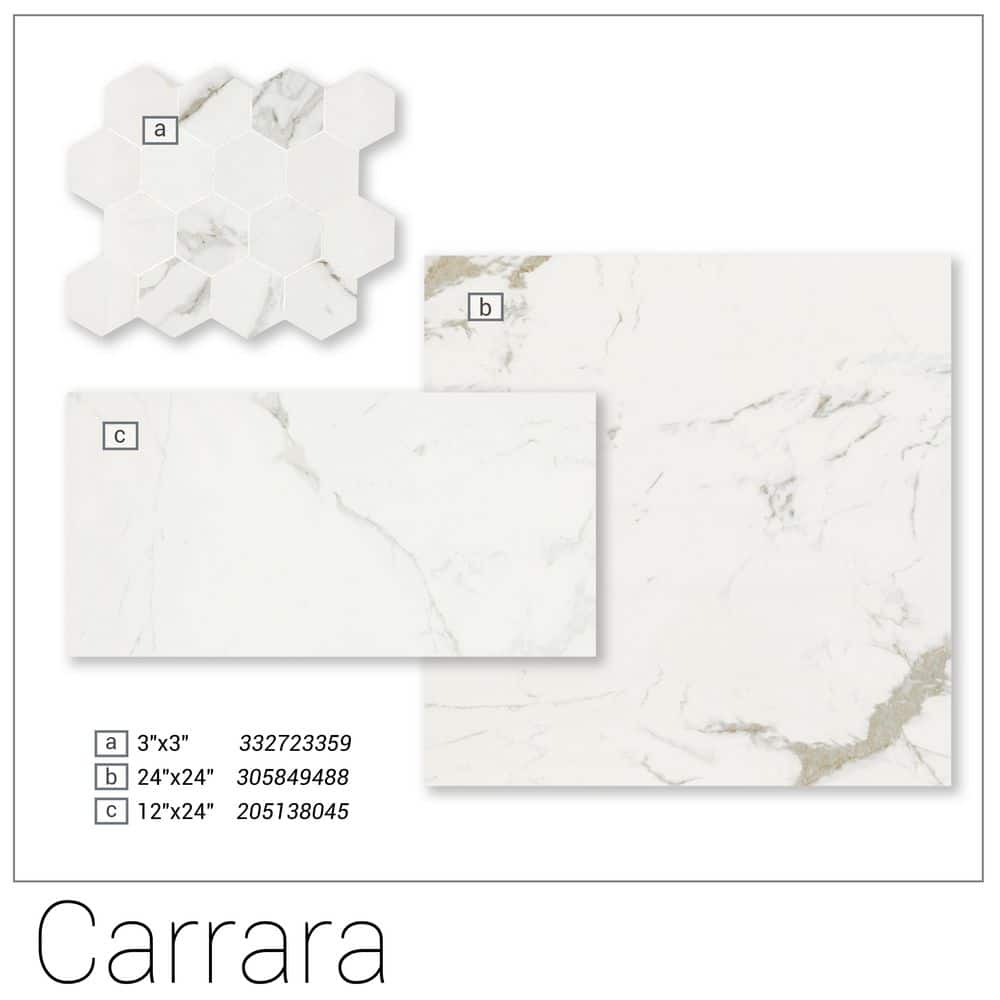 Home Decorators Collection Carrara 12 in. x 24 in. Polished Porcelain Floor and Wall Tile (2 sq. ft./Each) (4)
