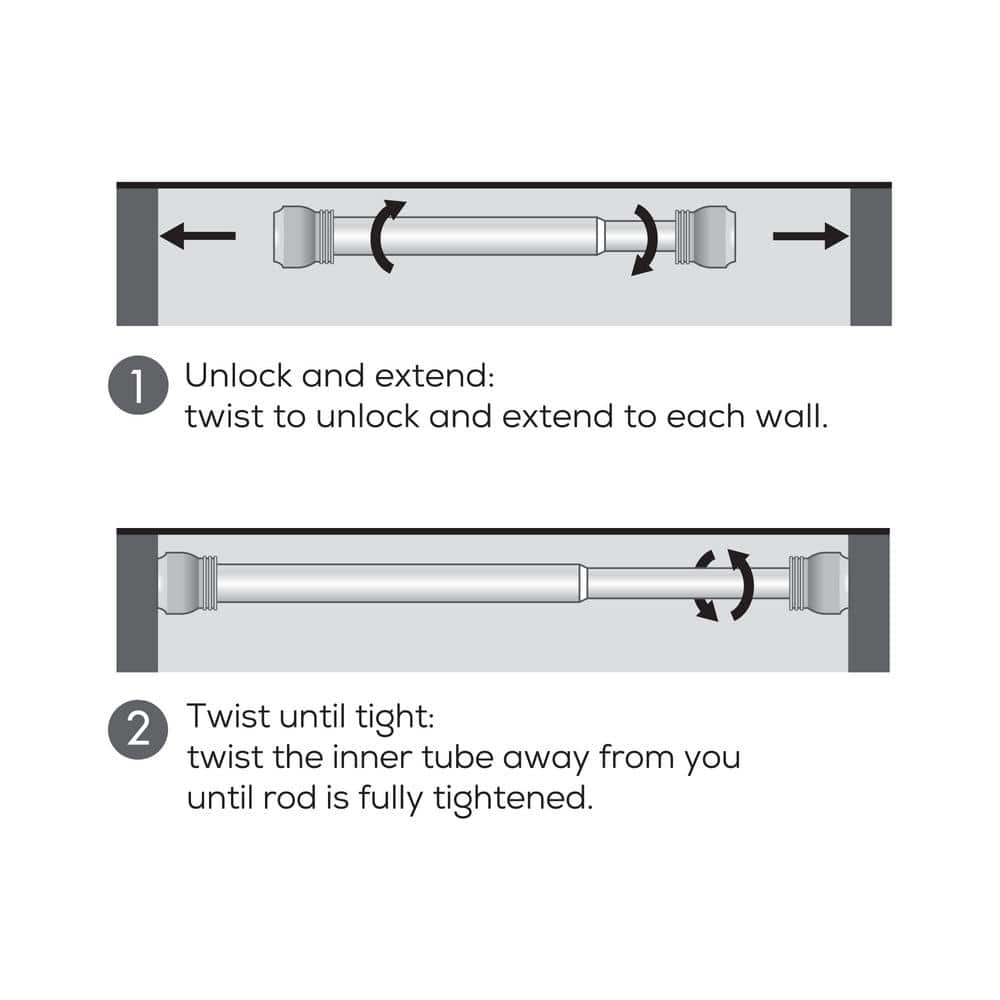 Zenna Home 44 in. - 72 in. Aluminum Adjustable Tension Shower Curtain Rod in Chrome (4)