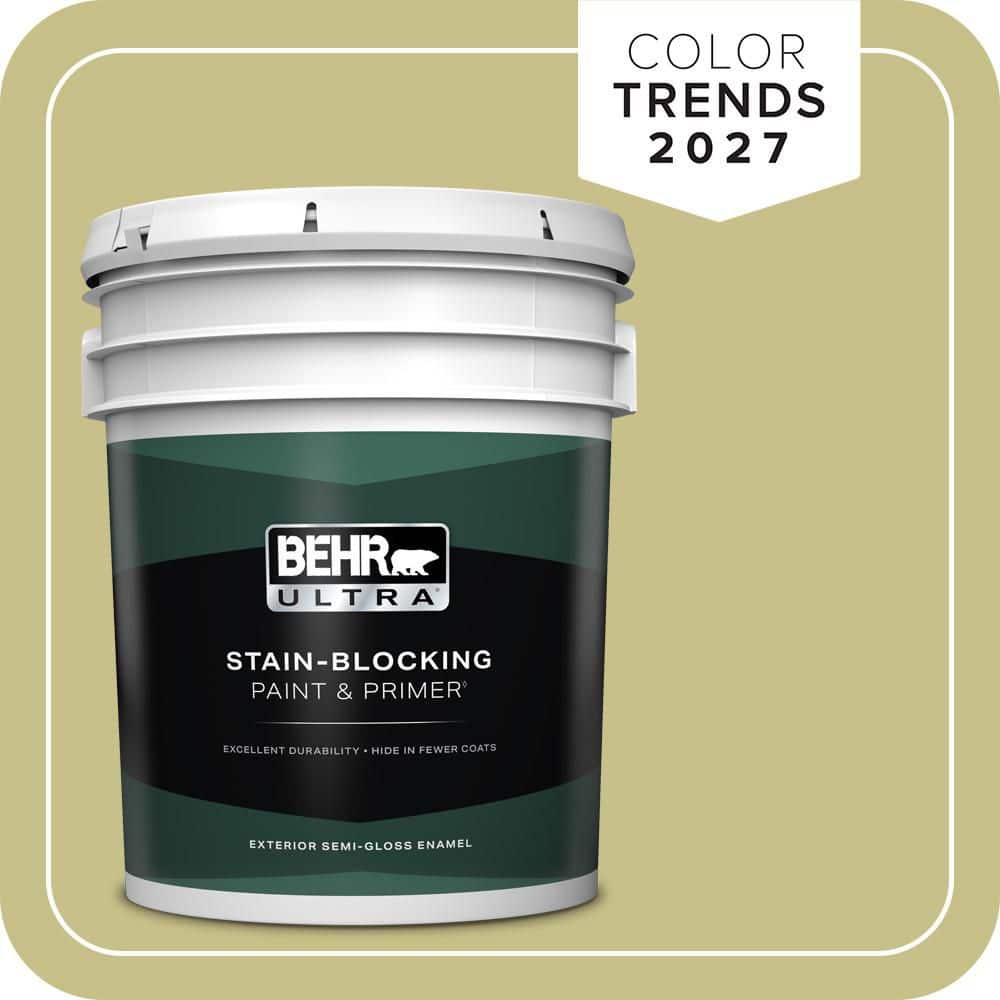 BEHR ULTRA 5 gal. #PPU9-11 Wheat Grass Semi-Gloss Enamel Exterior Paint & Primer