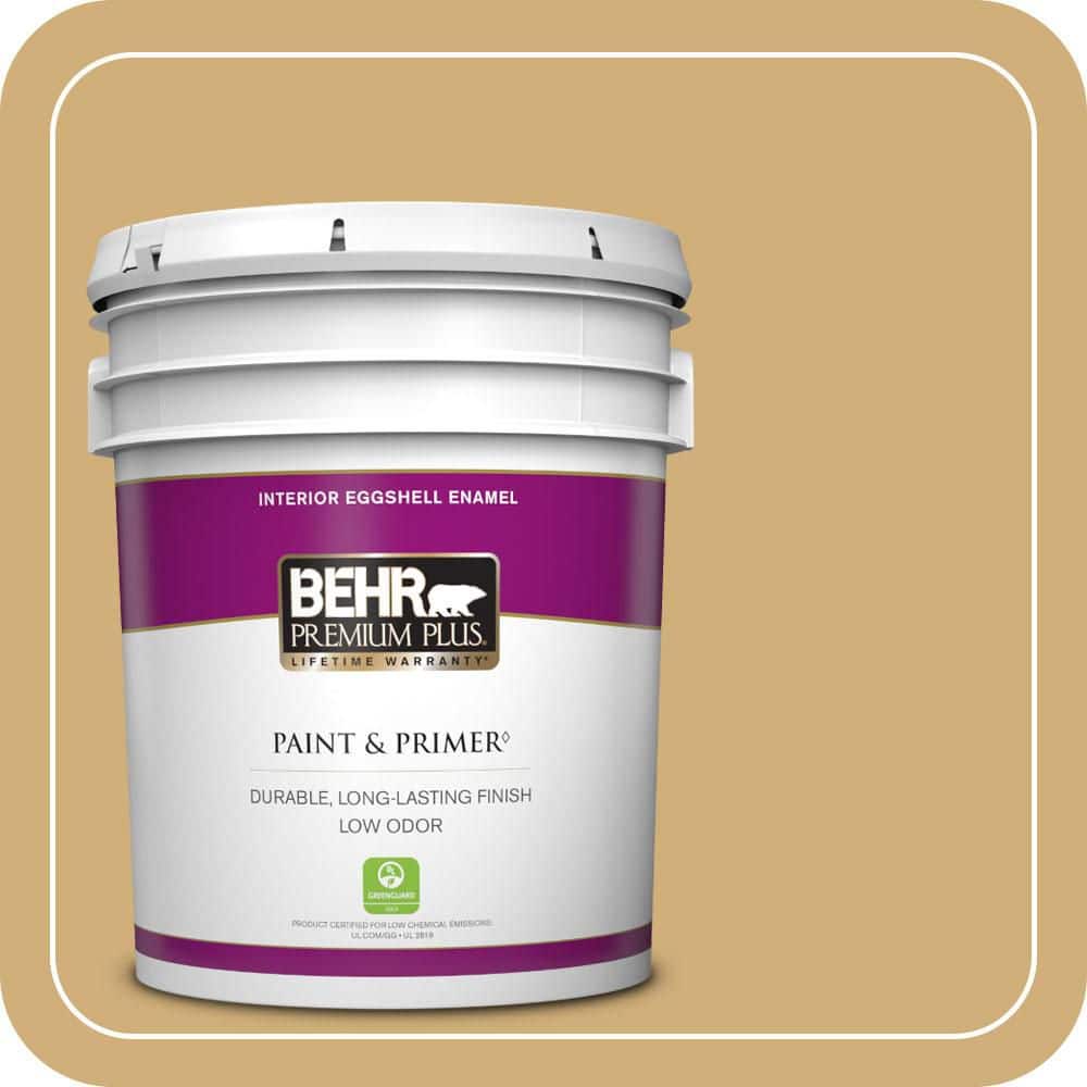 BEHR PREMIUM PLUS 5 gal. #PPU6-15 Romanesque Gold Eggshell Enamel Low Odor Interior Paint & Primer