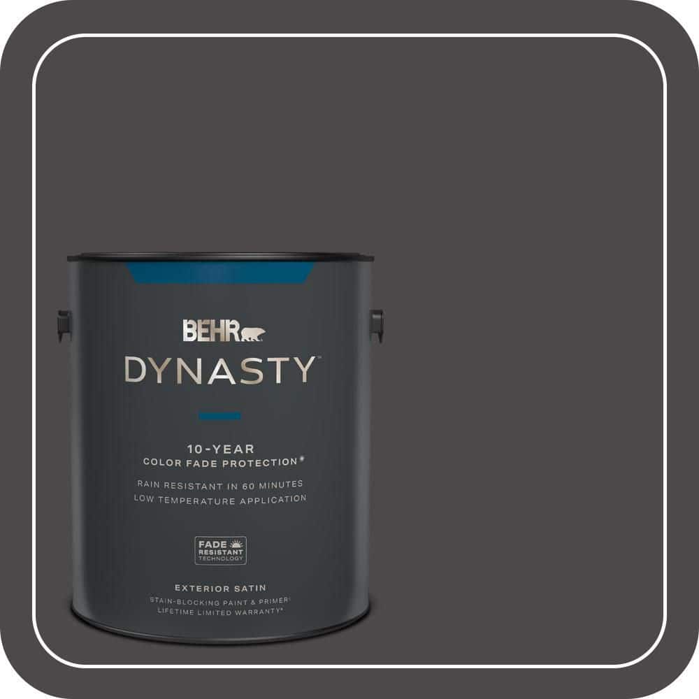 BEHR DYNASTY 1 gal. #N530-7 Private Black Satin Enamel Exterior Stain-Blocking Paint & Primer