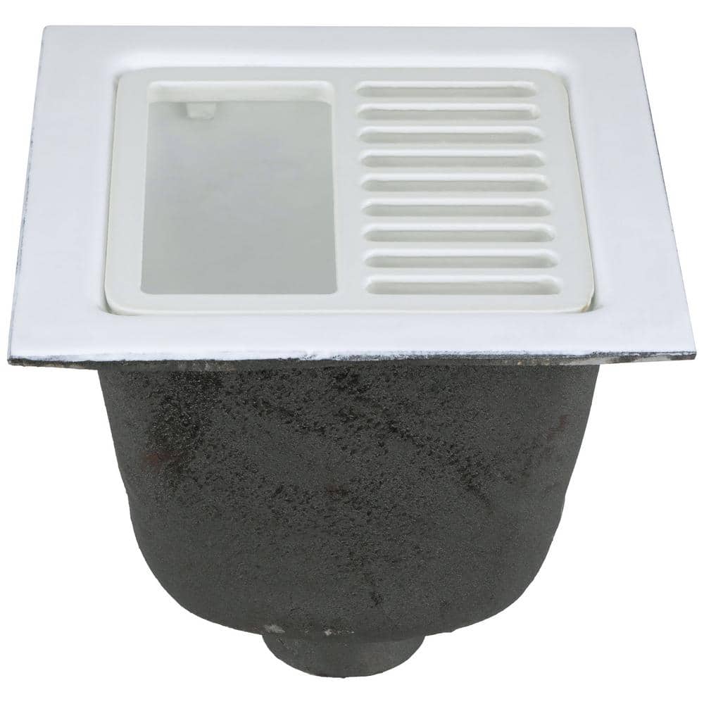 Zurn 12 in. x 12 in. Acid Resisting Enamel Coated Floor Sink with 3 in. No-Hub Connection and 8 in. Sump Depth (3)