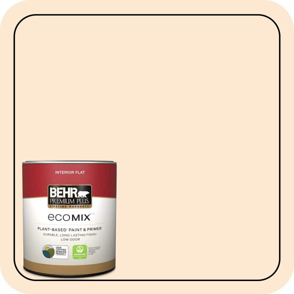BEHR PREMIUM PLUS 1 qt. #280A-1 Creamy Orange Flat EcoMix Plant-Based Interior Paint & Primer (1)