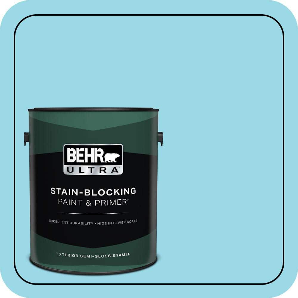 BEHR ULTRA 1 gal. #P480-3 Cool Water Lake Semi-Gloss Enamel Exterior Paint & Primer