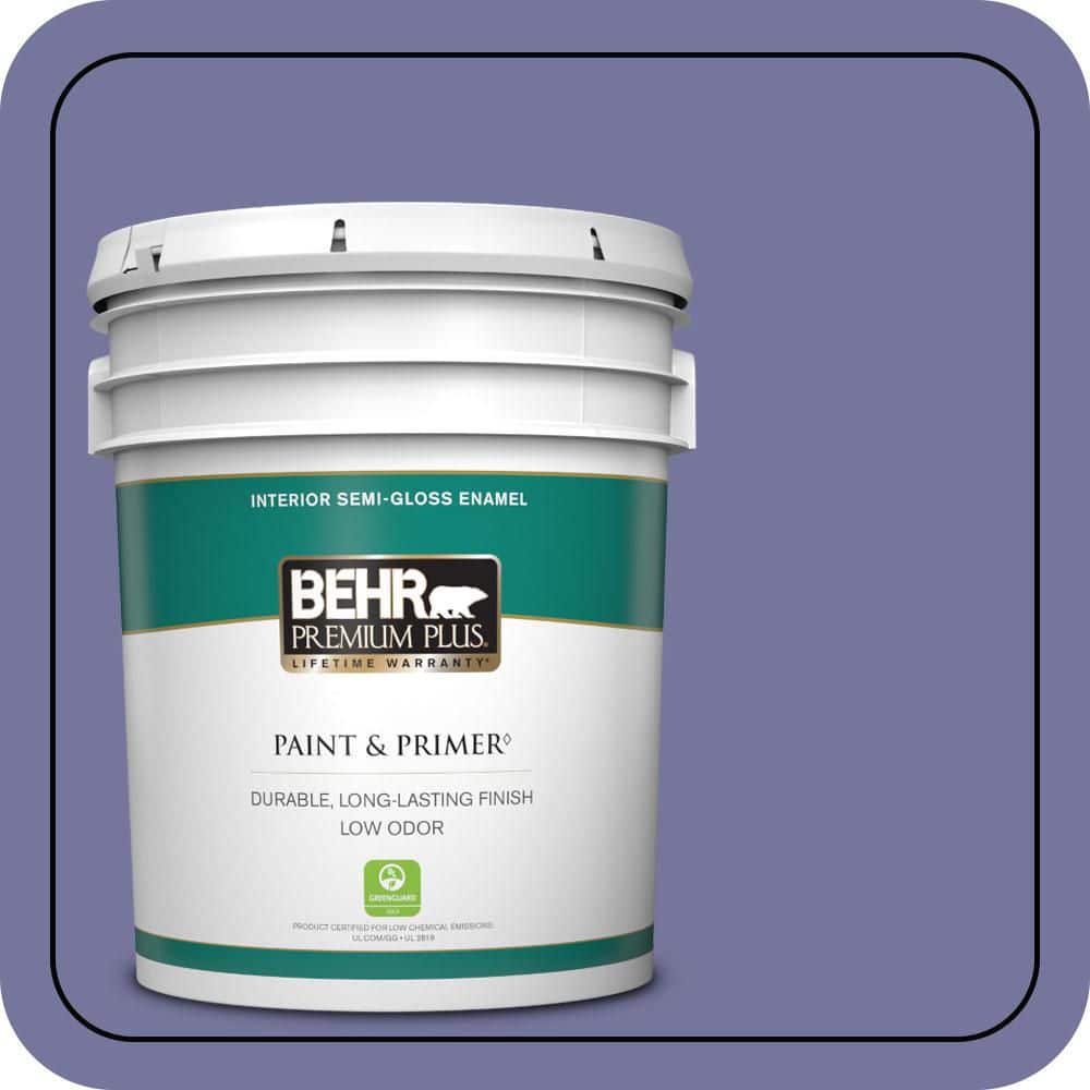 BEHR PREMIUM PLUS 5 gal. #M550-6 Kimono Violet Semi-Gloss Enamel Low Odor Interior Paint & Primer