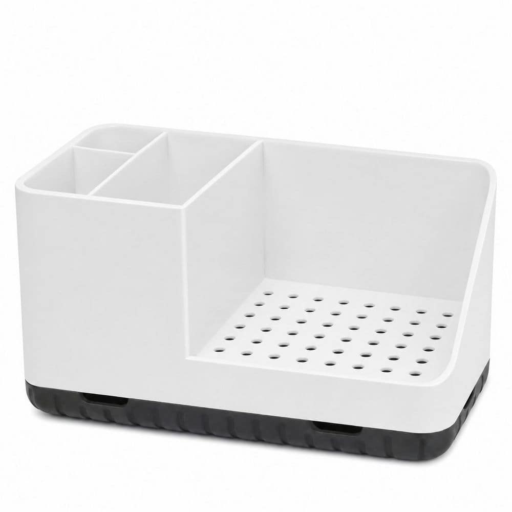 KHKFY Bathroom Countertop Organizer with Detachable Toothbrush Holders and Drainage Design 8.5 x 3.7 x 4.7 in. (1)