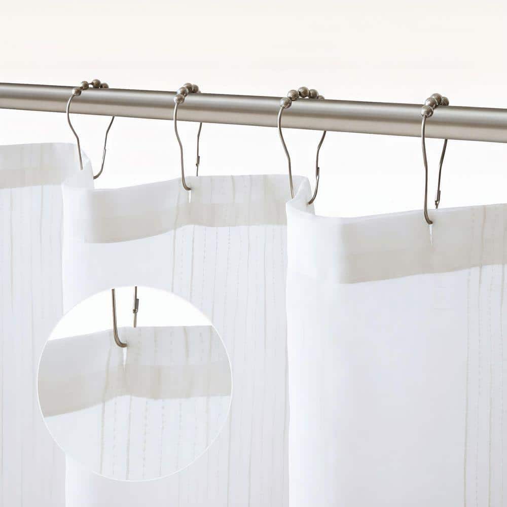 Sanlan JL 72 in. W x 84 in. L Polyester Shower Curtain in White (2)