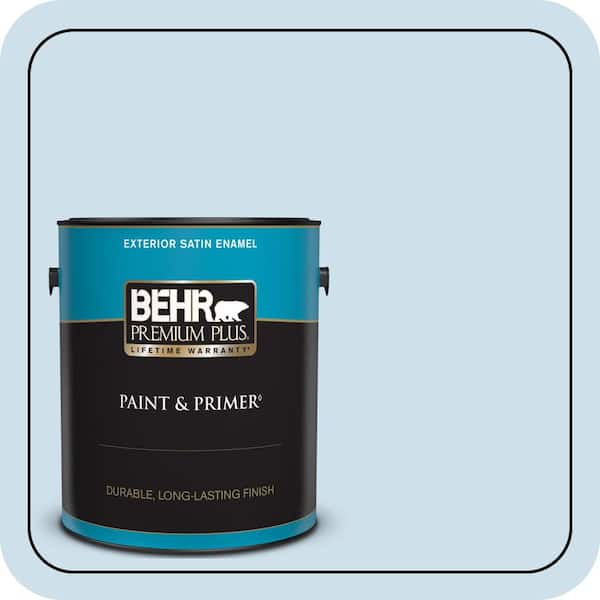 BEHR PREMIUM PLUS 1 gal. #560A-1 Pale Sky Satin Enamel Exterior Paint & Primer (2)
