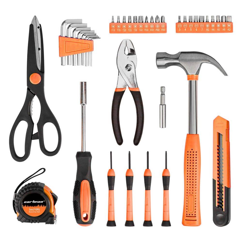 Laybus 39-Piece Orange Carbon Steel Tool Set General Household Hand Kit with Plastic Toolbox Storage Case, Waterproof (2)
