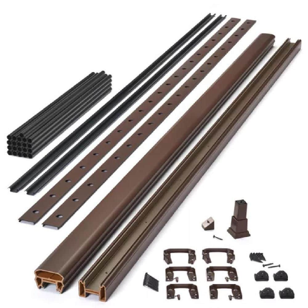 Trex Transcend 8 ft. x 36 in. Vintage Lantern Composite Horizontal Deck Rail Kit with Black Round Aluminum Balusters (1)