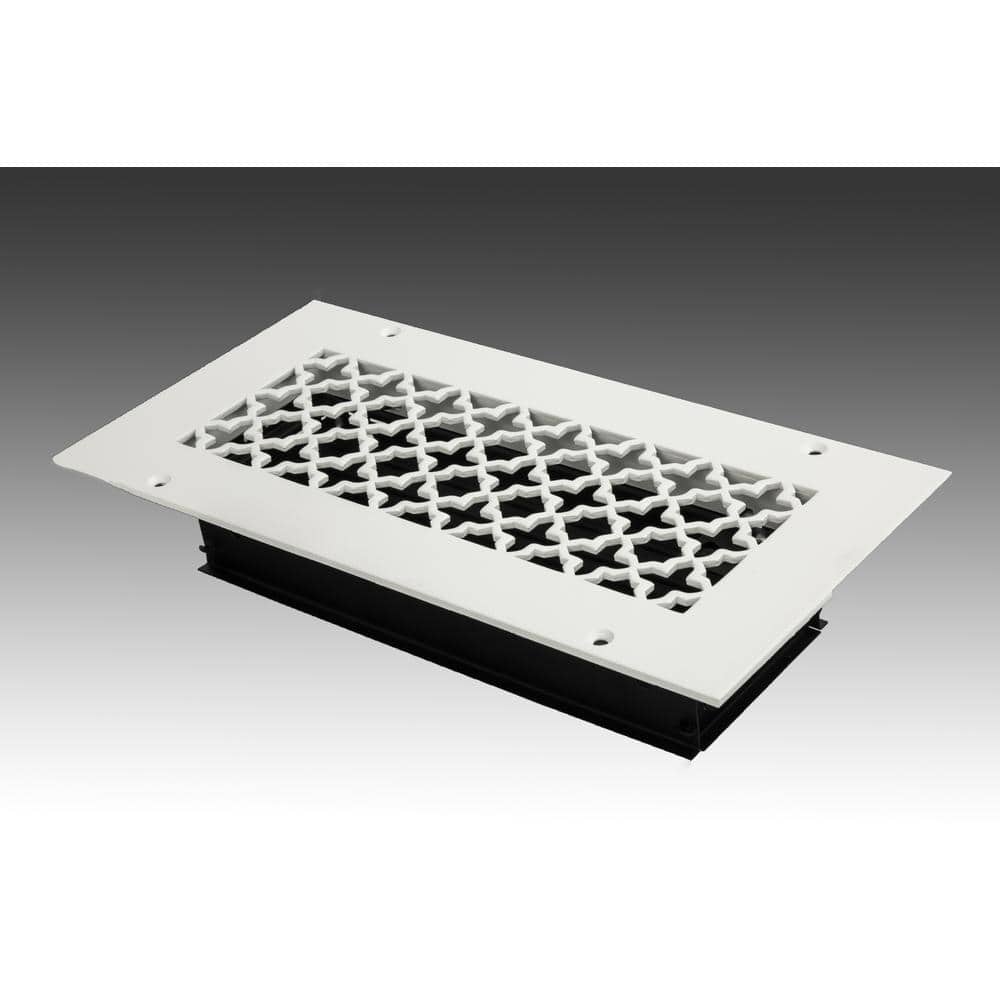 SteelCrest Victorian 10 in. x 4 in. White Powder Coat Steel Wall Ceiling Vent with Opposed Blade Damper