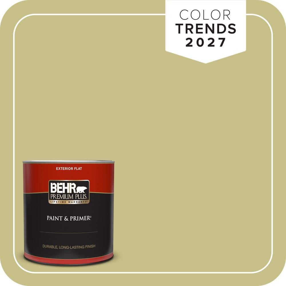 BEHR PREMIUM PLUS 1 qt. #PPU9-11 Wheat Grass Flat Exterior Paint & Primer