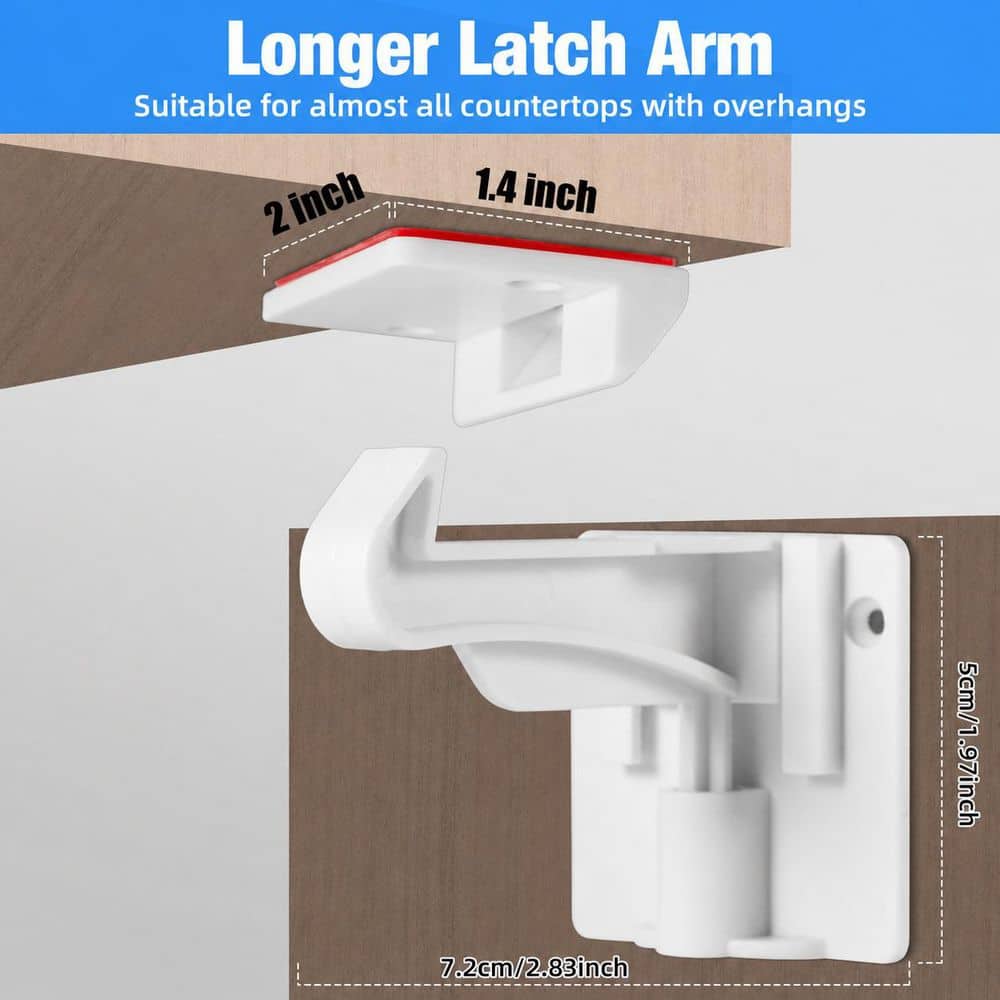 LAIFUCAM White Spring Cabinet Door Latch Child Safety Lock Adhesive Installation for Cabinets and Drawers 10-Pack (3)