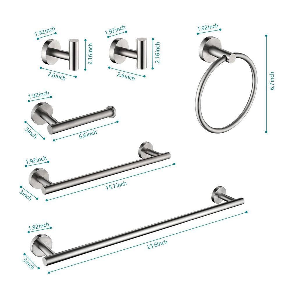 Unbranded 6-Piece Stainless Steel Bathroom Hardware Set with Mounting Hardware for Bathroom Wall Mounted (2)