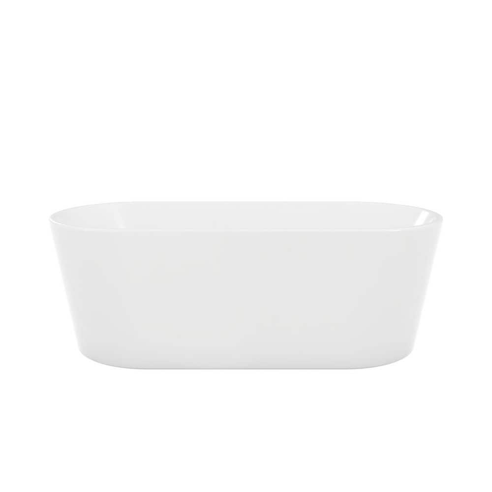 DreamLine Aqua 66.5 in. L x 29 in. W Acrylic Double Ended Freestanding Soaking Bathtub with Reversible Drain in Brushed Nickel (2)
