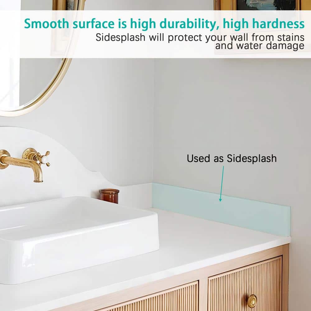 YASINU Malus 21 in. W x 4 in. H Engineered Stone Composit Bath Vanity Top Sidesplash in White (2)