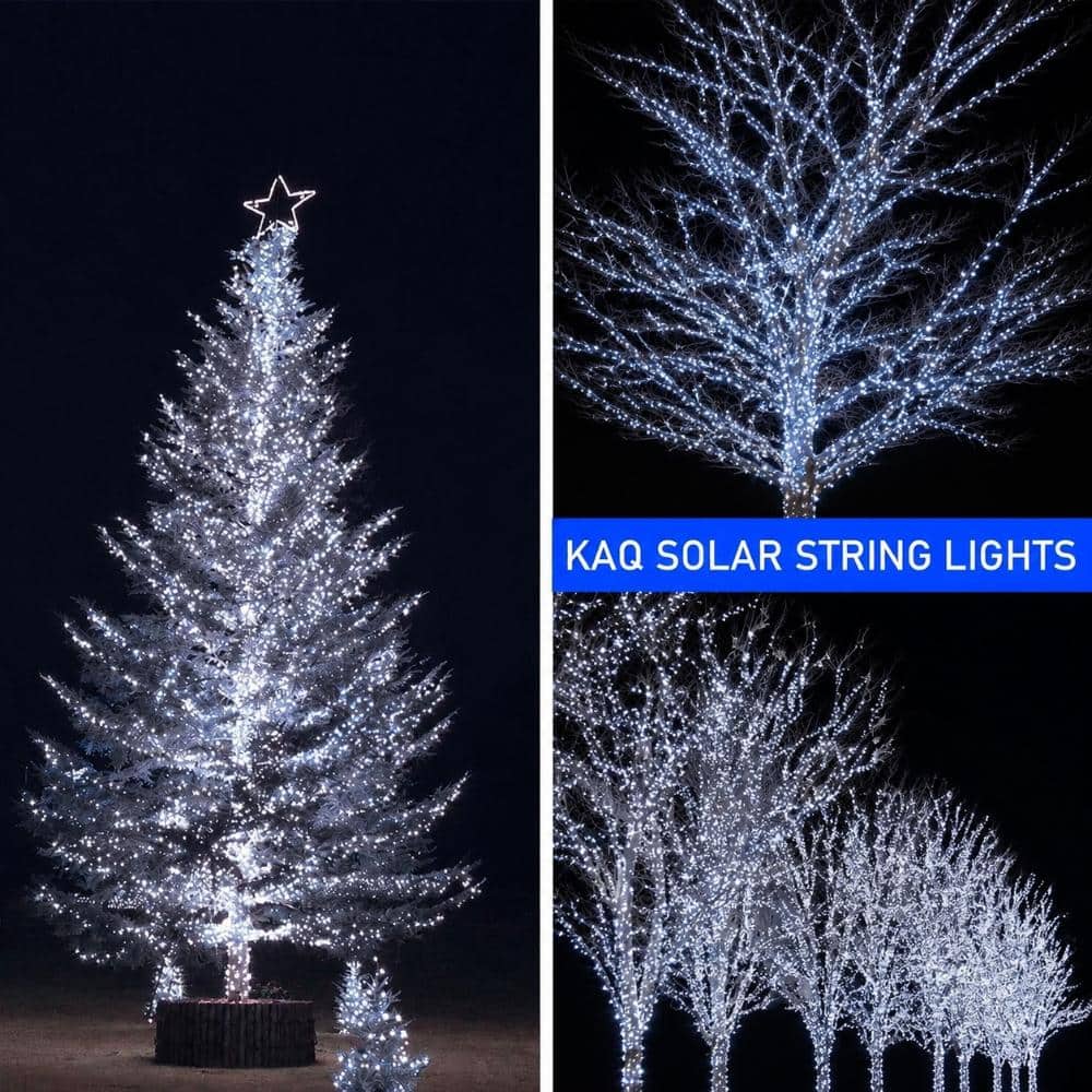 Unbranded 2 Pack 200 LED Solar String Lights 66 Ft Outdoor Waterproof Auto On Off 8 Modes Cool White Green Wire (2)