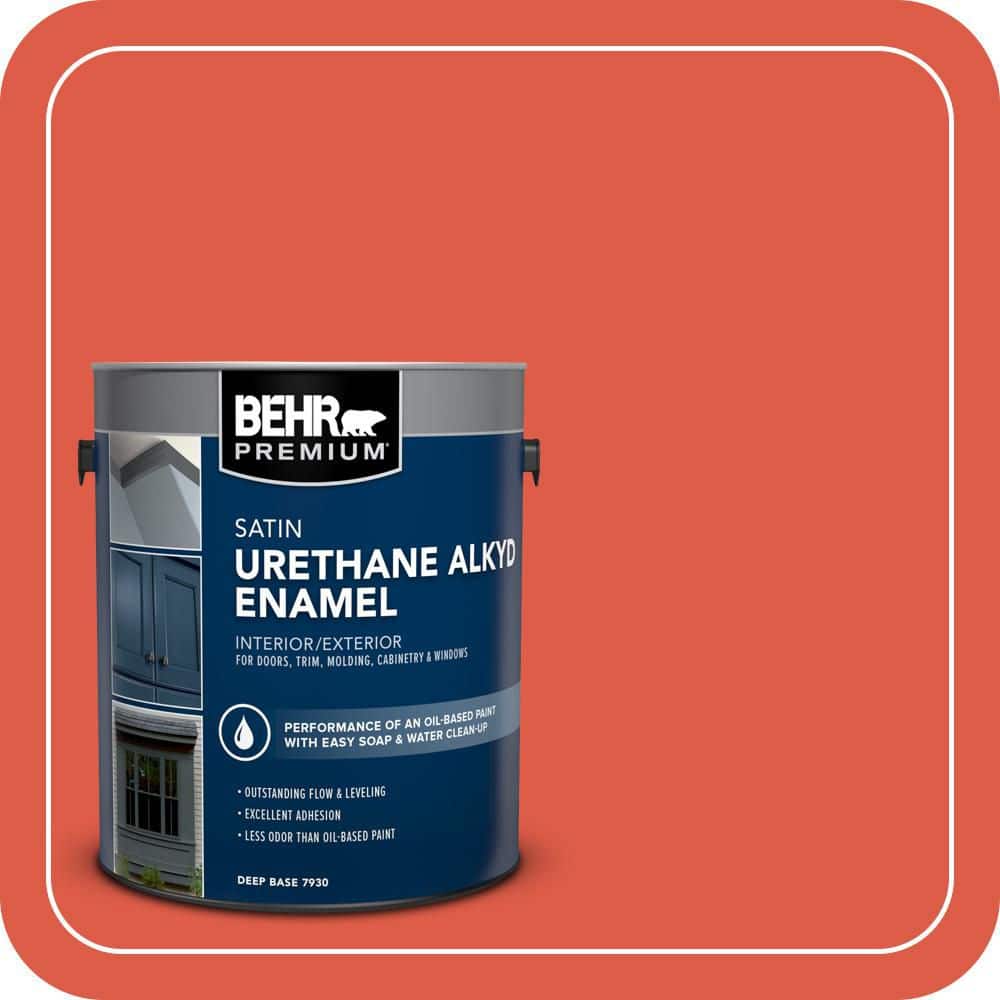 BEHR PREMIUM 1 gal. #P180-6 Pimento Urethane Alkyd Satin Enamel Interior/Exterior Paint (1)