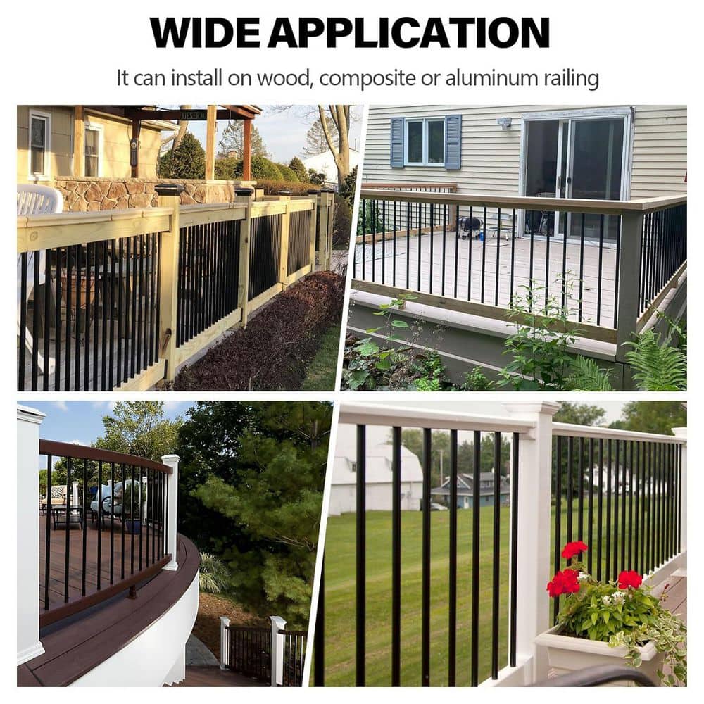 Afoxsos 36 x 0.75 in. Aluminum Hollow Round Deck Balusters with 3/4 in. Diameter, Connectors and Screws for Railings, 51-Pack (3)
